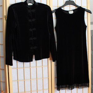 Vintage Clio Petites Beaded Accent Velvety Dress Suit